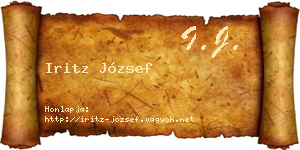 Iritz József névjegykártya